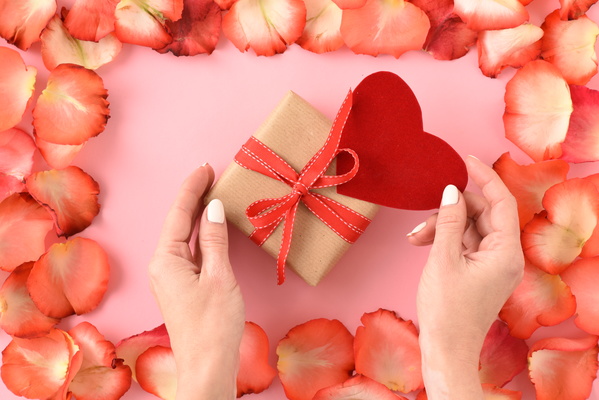 Petals Lie Around Gift with Valentine